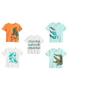 Kid's Animal Print Graphic Tee Boys Dinosaur/Truck/Shark Shirts (lot of 3)